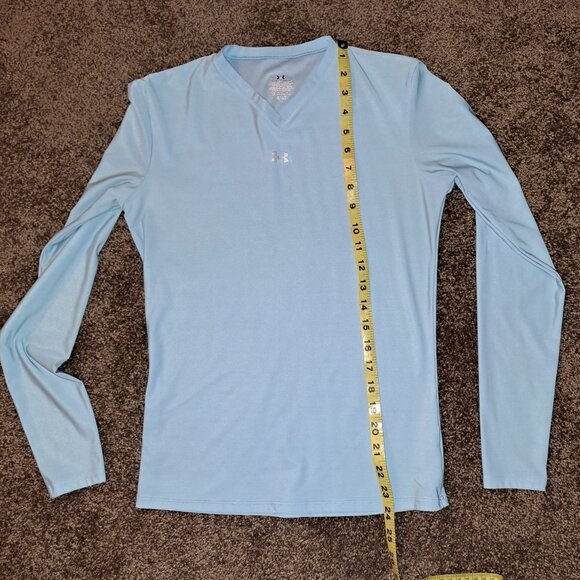 UnderArmour Baby Blue Blue Fitted Compression VNeck Long Sleeve Athletic Shirt - Picture 2 of 7